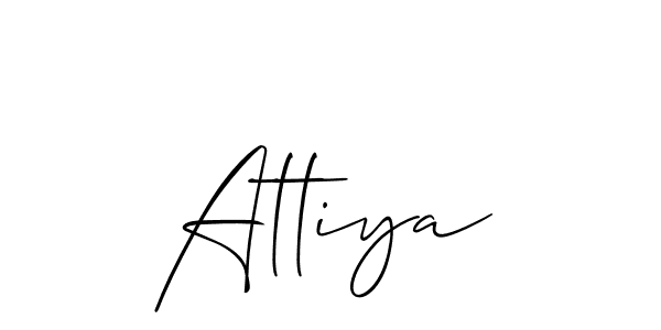 Create a beautiful signature design for name Attiya. With this signature (Allison_Script) fonts, you can make a handwritten signature for free. Attiya signature style 2 images and pictures png