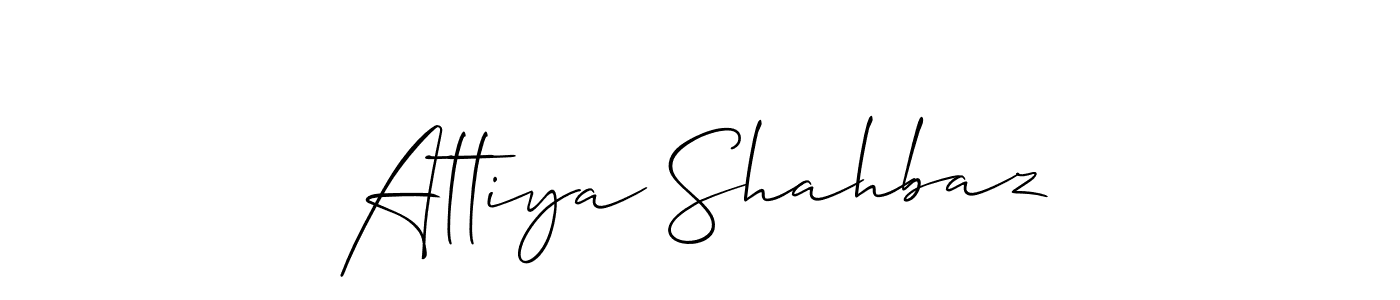 Also You can easily find your signature by using the search form. We will create Attiya Shahbaz name handwritten signature images for you free of cost using Allison_Script sign style. Attiya Shahbaz signature style 2 images and pictures png