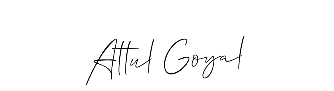 How to make Attul Goyal signature? Allison_Script is a professional autograph style. Create handwritten signature for Attul Goyal name. Attul Goyal signature style 2 images and pictures png