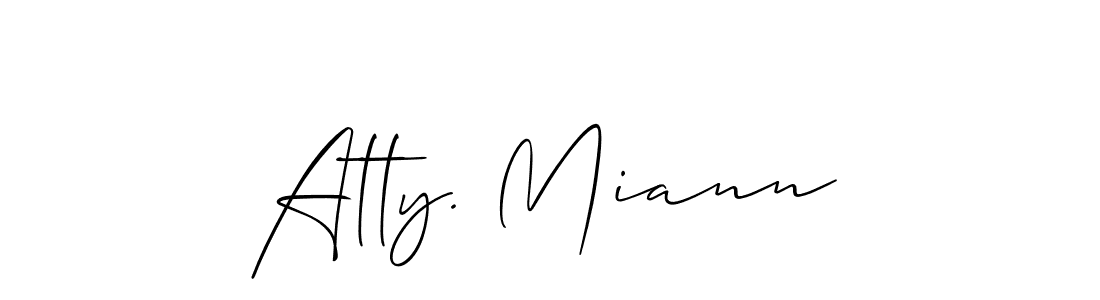 Similarly Allison_Script is the best handwritten signature design. Signature creator online .You can use it as an online autograph creator for name Atty. Miann. Atty. Miann signature style 2 images and pictures png