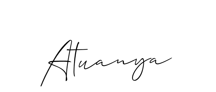 The best way (Allison_Script) to make a short signature is to pick only two or three words in your name. The name Atuanya include a total of six letters. For converting this name. Atuanya signature style 2 images and pictures png