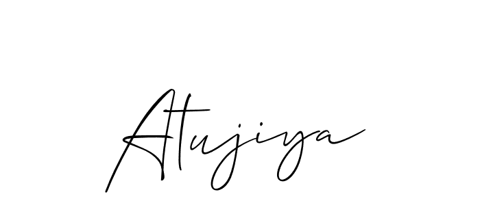 How to Draw Atujiya signature style? Allison_Script is a latest design signature styles for name Atujiya. Atujiya signature style 2 images and pictures png