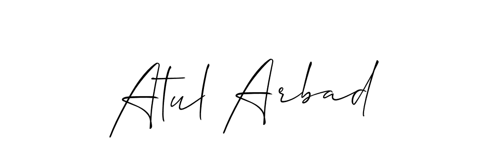 Make a short Atul Arbad signature style. Manage your documents anywhere anytime using Allison_Script. Create and add eSignatures, submit forms, share and send files easily. Atul Arbad signature style 2 images and pictures png