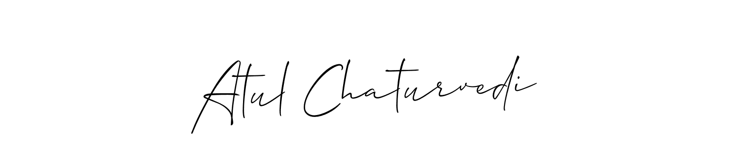 The best way (Allison_Script) to make a short signature is to pick only two or three words in your name. The name Atul Chaturvedi include a total of six letters. For converting this name. Atul Chaturvedi signature style 2 images and pictures png