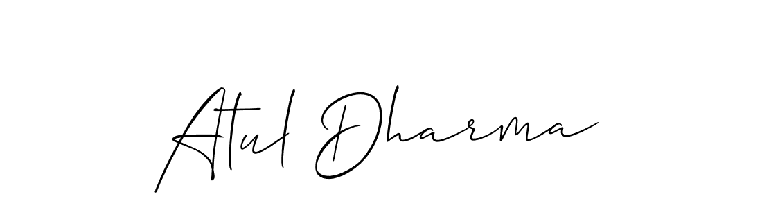 The best way (Allison_Script) to make a short signature is to pick only two or three words in your name. The name Atul Dharma include a total of six letters. For converting this name. Atul Dharma signature style 2 images and pictures png