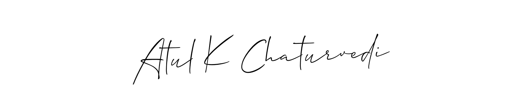 You can use this online signature creator to create a handwritten signature for the name Atul K Chaturvedi. This is the best online autograph maker. Atul K Chaturvedi signature style 2 images and pictures png