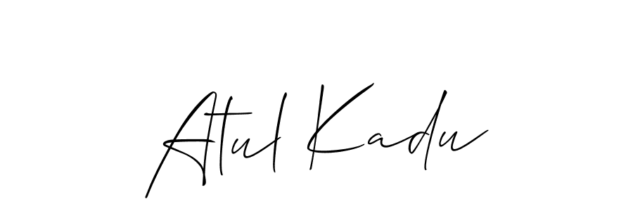 if you are searching for the best signature style for your name Atul Kadu. so please give up your signature search. here we have designed multiple signature styles  using Allison_Script. Atul Kadu signature style 2 images and pictures png