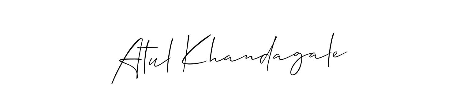 How to make Atul Khandagale name signature. Use Allison_Script style for creating short signs online. This is the latest handwritten sign. Atul Khandagale signature style 2 images and pictures png