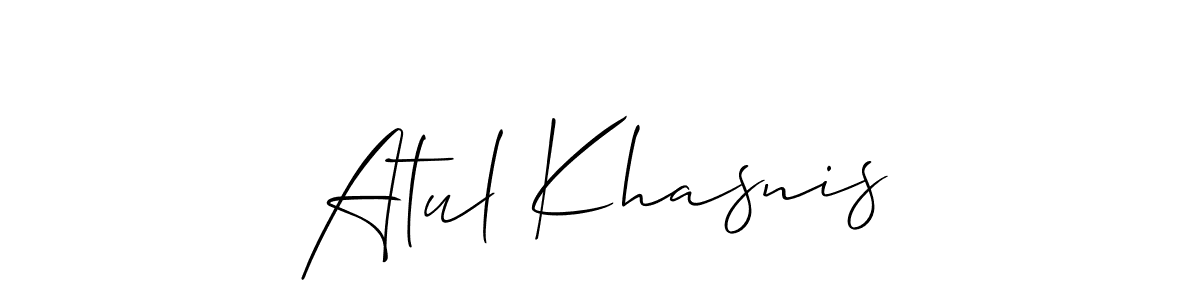 How to make Atul Khasnis name signature. Use Allison_Script style for creating short signs online. This is the latest handwritten sign. Atul Khasnis signature style 2 images and pictures png