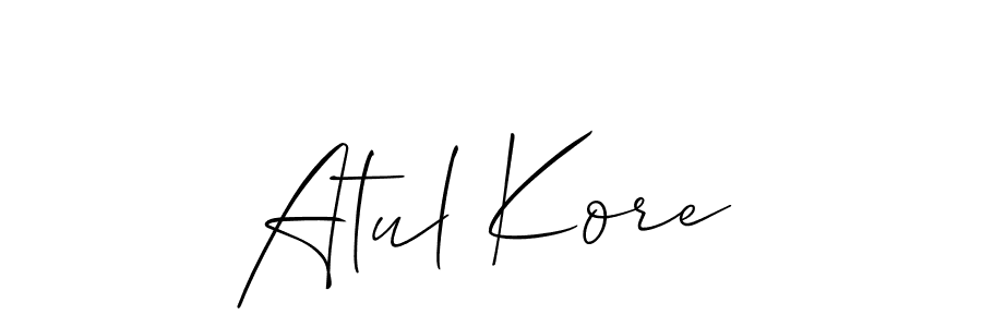 It looks lik you need a new signature style for name Atul Kore. Design unique handwritten (Allison_Script) signature with our free signature maker in just a few clicks. Atul Kore signature style 2 images and pictures png