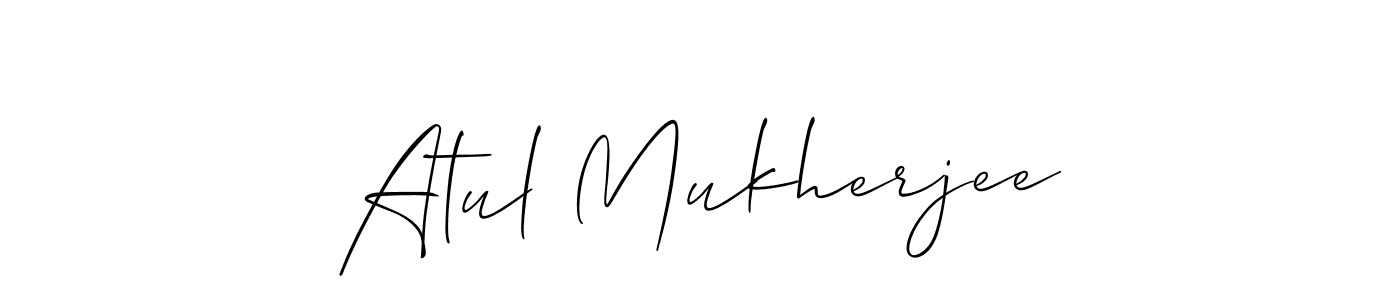How to make Atul Mukherjee name signature. Use Allison_Script style for creating short signs online. This is the latest handwritten sign. Atul Mukherjee signature style 2 images and pictures png