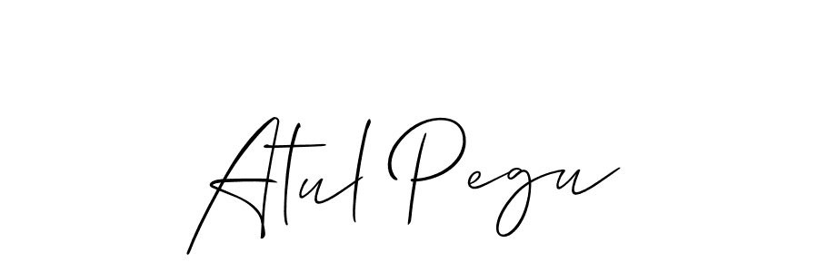 You should practise on your own different ways (Allison_Script) to write your name (Atul Pegu) in signature. don't let someone else do it for you. Atul Pegu signature style 2 images and pictures png