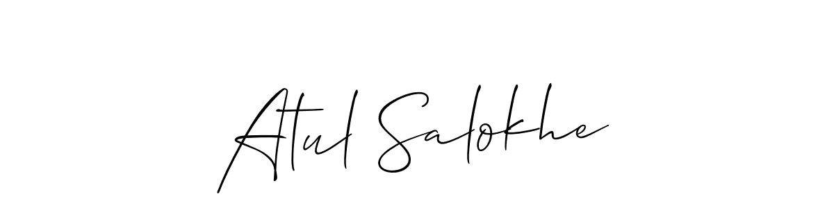 Make a short Atul Salokhe signature style. Manage your documents anywhere anytime using Allison_Script. Create and add eSignatures, submit forms, share and send files easily. Atul Salokhe signature style 2 images and pictures png