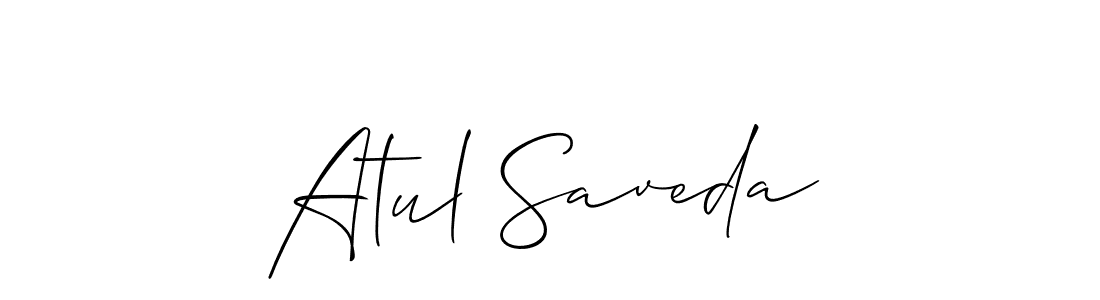 Atul Saveda stylish signature style. Best Handwritten Sign (Allison_Script) for my name. Handwritten Signature Collection Ideas for my name Atul Saveda. Atul Saveda signature style 2 images and pictures png