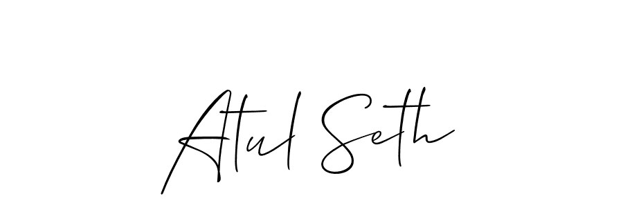 Make a short Atul Seth signature style. Manage your documents anywhere anytime using Allison_Script. Create and add eSignatures, submit forms, share and send files easily. Atul Seth signature style 2 images and pictures png