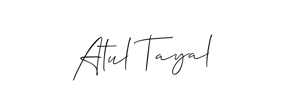 The best way (Allison_Script) to make a short signature is to pick only two or three words in your name. The name Atul Tayal include a total of six letters. For converting this name. Atul Tayal signature style 2 images and pictures png
