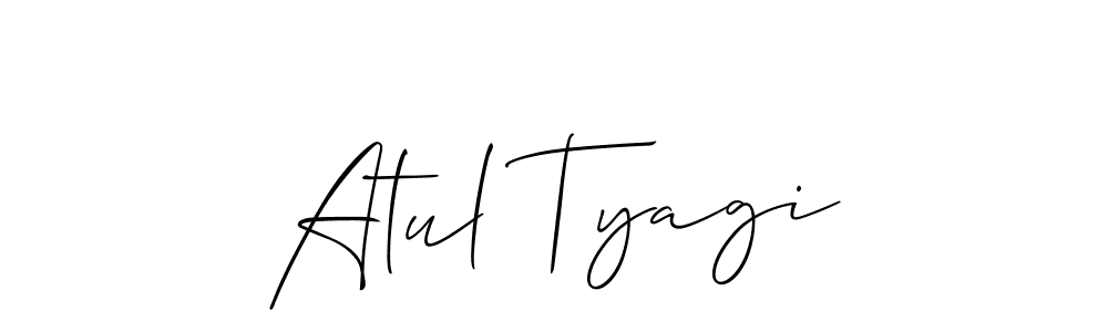 The best way (Allison_Script) to make a short signature is to pick only two or three words in your name. The name Atul Tyagi include a total of six letters. For converting this name. Atul Tyagi signature style 2 images and pictures png