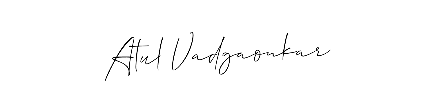How to make Atul Vadgaonkar name signature. Use Allison_Script style for creating short signs online. This is the latest handwritten sign. Atul Vadgaonkar signature style 2 images and pictures png