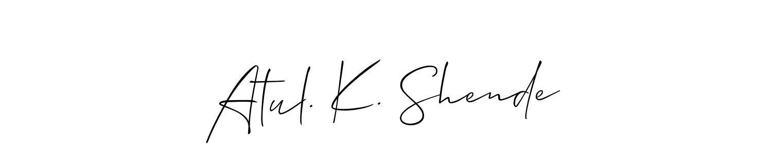 Also You can easily find your signature by using the search form. We will create Atul. K. Shende name handwritten signature images for you free of cost using Allison_Script sign style. Atul. K. Shende signature style 2 images and pictures png