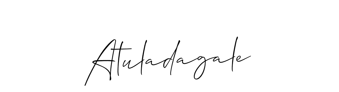 Allison_Script is a professional signature style that is perfect for those who want to add a touch of class to their signature. It is also a great choice for those who want to make their signature more unique. Get Atuladagale name to fancy signature for free. Atuladagale signature style 2 images and pictures png
