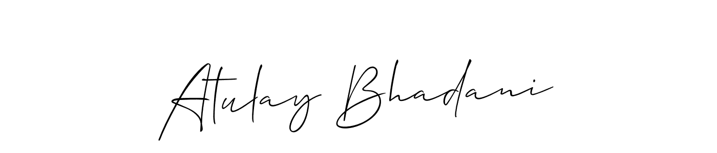 if you are searching for the best signature style for your name Atulay Bhadani. so please give up your signature search. here we have designed multiple signature styles  using Allison_Script. Atulay Bhadani signature style 2 images and pictures png