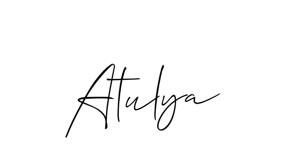 Allison_Script is a professional signature style that is perfect for those who want to add a touch of class to their signature. It is also a great choice for those who want to make their signature more unique. Get Atulya name to fancy signature for free. Atulya signature style 2 images and pictures png