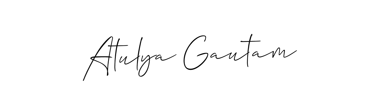 The best way (Allison_Script) to make a short signature is to pick only two or three words in your name. The name Atulya Gautam include a total of six letters. For converting this name. Atulya Gautam signature style 2 images and pictures png