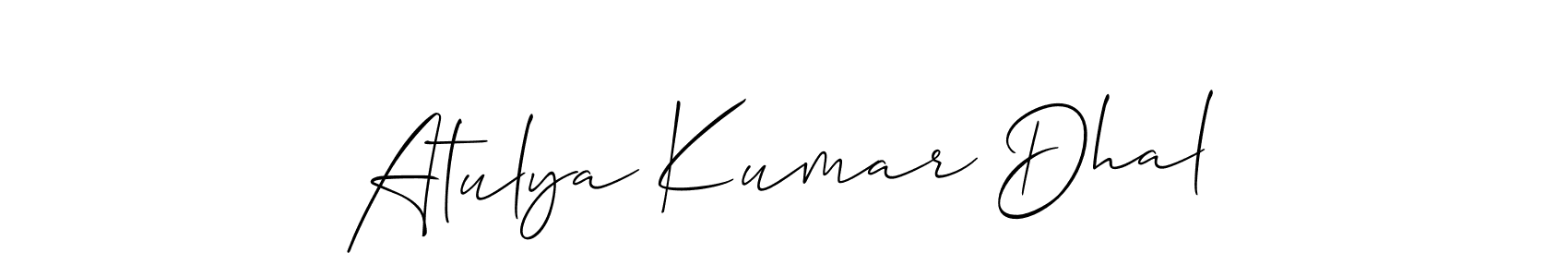 It looks lik you need a new signature style for name Atulya Kumar Dhal. Design unique handwritten (Allison_Script) signature with our free signature maker in just a few clicks. Atulya Kumar Dhal signature style 2 images and pictures png
