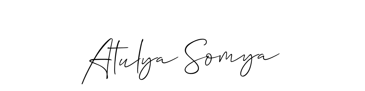 This is the best signature style for the Atulya Somya name. Also you like these signature font (Allison_Script). Mix name signature. Atulya Somya signature style 2 images and pictures png