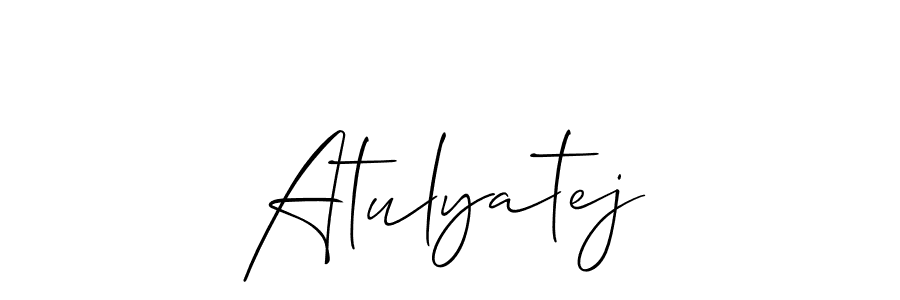 You should practise on your own different ways (Allison_Script) to write your name (Atulyatej) in signature. don't let someone else do it for you. Atulyatej signature style 2 images and pictures png