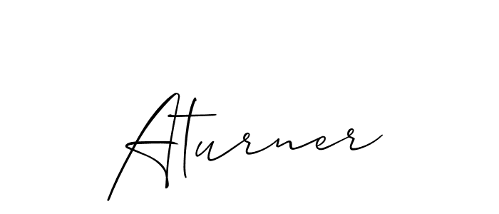 Use a signature maker to create a handwritten signature online. With this signature software, you can design (Allison_Script) your own signature for name Aturner. Aturner signature style 2 images and pictures png