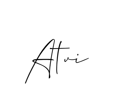 The best way (Allison_Script) to make a short signature is to pick only two or three words in your name. The name Atvi include a total of six letters. For converting this name. Atvi signature style 2 images and pictures png