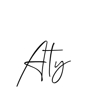 It looks lik you need a new signature style for name Aty. Design unique handwritten (Allison_Script) signature with our free signature maker in just a few clicks. Aty signature style 2 images and pictures png