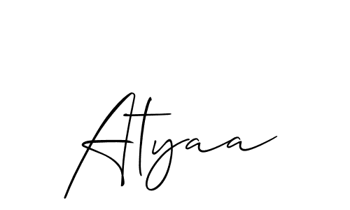 How to Draw Atyaa signature style? Allison_Script is a latest design signature styles for name Atyaa. Atyaa signature style 2 images and pictures png