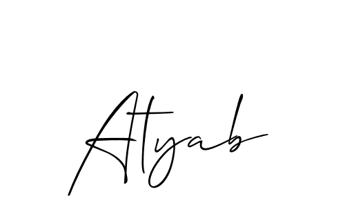 How to make Atyab name signature. Use Allison_Script style for creating short signs online. This is the latest handwritten sign. Atyab signature style 2 images and pictures png