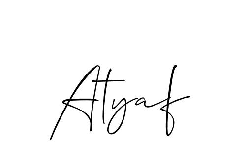 You can use this online signature creator to create a handwritten signature for the name Atyaf. This is the best online autograph maker. Atyaf signature style 2 images and pictures png
