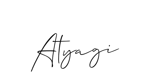 Use a signature maker to create a handwritten signature online. With this signature software, you can design (Allison_Script) your own signature for name Atyagi. Atyagi signature style 2 images and pictures png