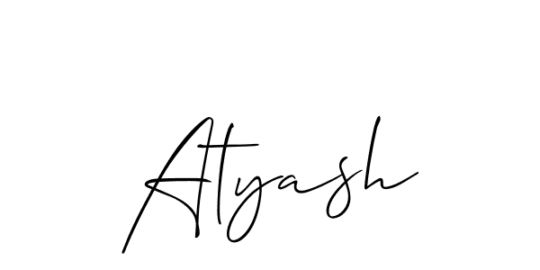 Make a beautiful signature design for name Atyash. With this signature (Allison_Script) style, you can create a handwritten signature for free. Atyash signature style 2 images and pictures png