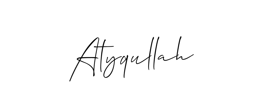 Also You can easily find your signature by using the search form. We will create Atyqullah name handwritten signature images for you free of cost using Allison_Script sign style. Atyqullah signature style 2 images and pictures png