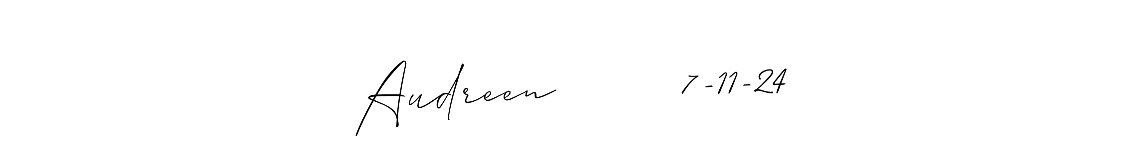 It looks lik you need a new signature style for name Audreen         7-11-24. Design unique handwritten (Allison_Script) signature with our free signature maker in just a few clicks. Audreen         7-11-24 signature style 2 images and pictures png