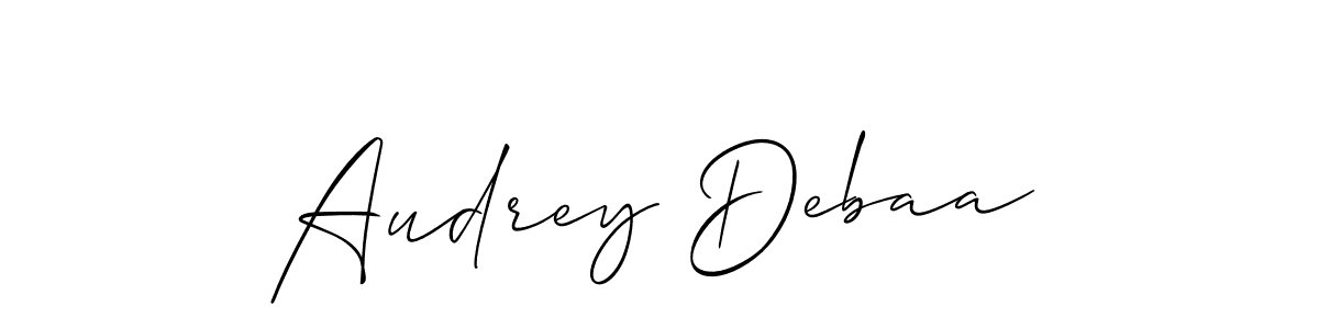 Make a short Audrey Debaa signature style. Manage your documents anywhere anytime using Allison_Script. Create and add eSignatures, submit forms, share and send files easily. Audrey Debaa signature style 2 images and pictures png