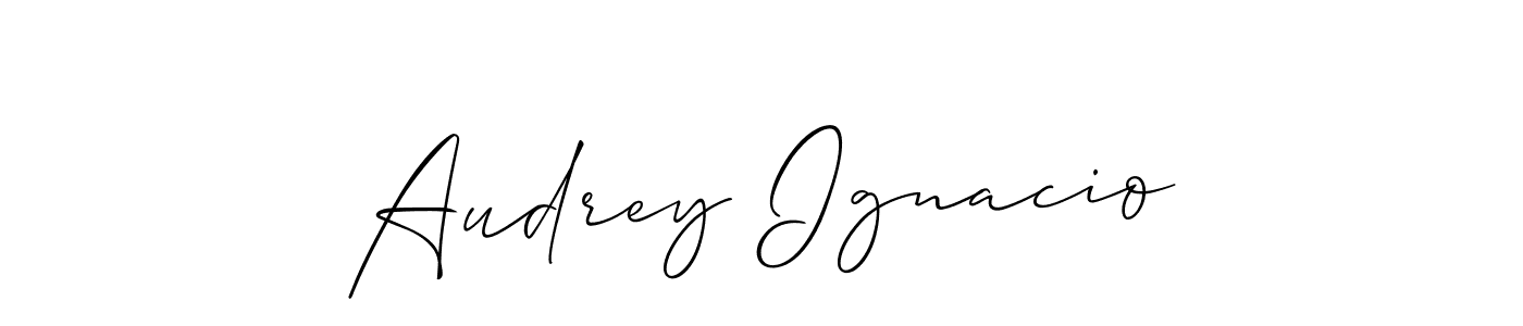 The best way (Allison_Script) to make a short signature is to pick only two or three words in your name. The name Audrey Ignacio include a total of six letters. For converting this name. Audrey Ignacio signature style 2 images and pictures png