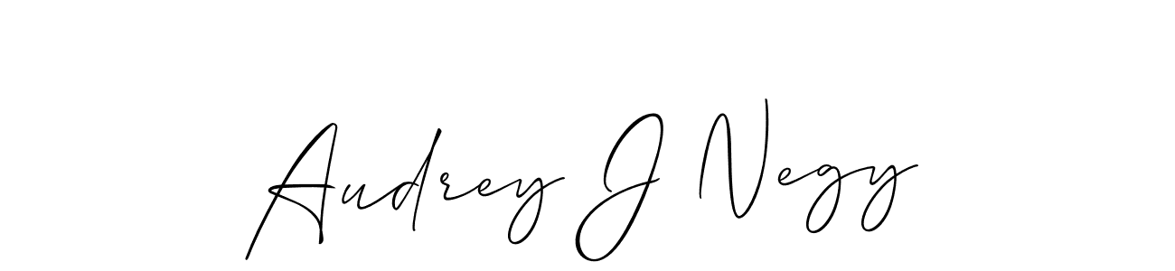 The best way (Allison_Script) to make a short signature is to pick only two or three words in your name. The name Audrey J Negy include a total of six letters. For converting this name. Audrey J Negy signature style 2 images and pictures png