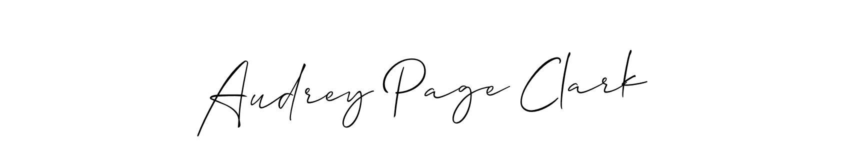 How to make Audrey Page Clark name signature. Use Allison_Script style for creating short signs online. This is the latest handwritten sign. Audrey Page Clark signature style 2 images and pictures png
