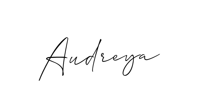 Design your own signature with our free online signature maker. With this signature software, you can create a handwritten (Allison_Script) signature for name Audreya. Audreya signature style 2 images and pictures png