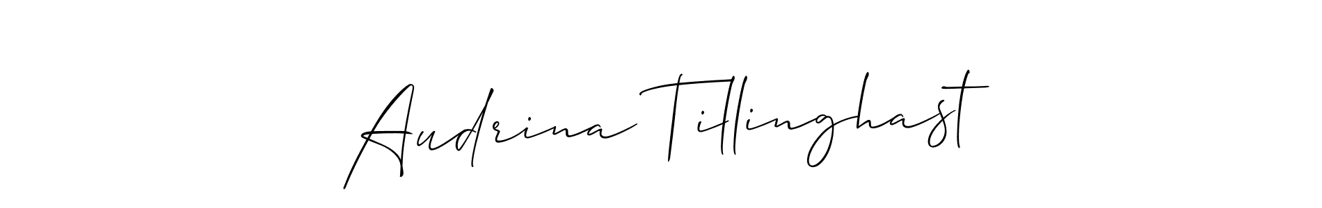 if you are searching for the best signature style for your name Audrina Tillinghast. so please give up your signature search. here we have designed multiple signature styles  using Allison_Script. Audrina Tillinghast signature style 2 images and pictures png