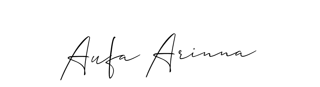 Make a beautiful signature design for name Aufa Arinna. With this signature (Allison_Script) style, you can create a handwritten signature for free. Aufa Arinna signature style 2 images and pictures png