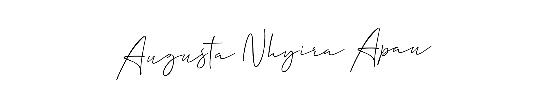 Allison_Script is a professional signature style that is perfect for those who want to add a touch of class to their signature. It is also a great choice for those who want to make their signature more unique. Get Augusta Nhyira Apau name to fancy signature for free. Augusta Nhyira Apau signature style 2 images and pictures png