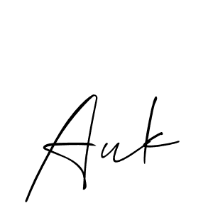 Make a beautiful signature design for name Auk. With this signature (Allison_Script) style, you can create a handwritten signature for free. Auk signature style 2 images and pictures png