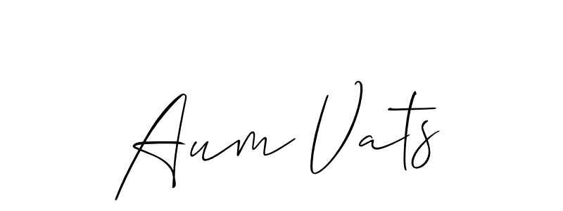 It looks lik you need a new signature style for name Aum Vats. Design unique handwritten (Allison_Script) signature with our free signature maker in just a few clicks. Aum Vats signature style 2 images and pictures png